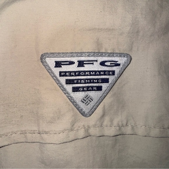 📌Columbia Men’s PFG Vented Fishing Shirt Short Sleeve Beige Khaki Outdoor SZ -XL - Picture 5 of 10